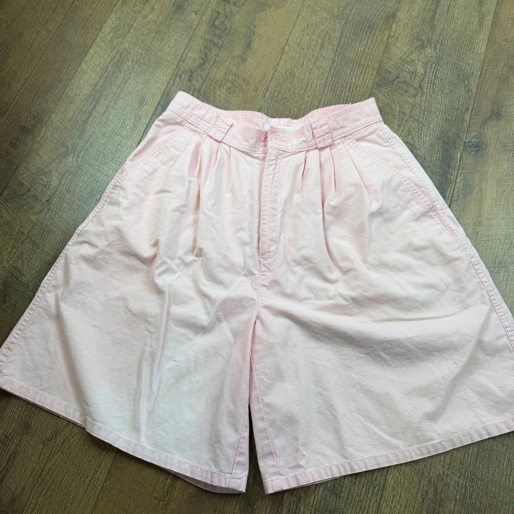 Y2K Vintage Pink Pleated High Waist Cotton Shorts Size 11/12  Breaking Tradition